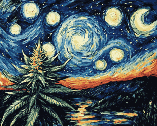 Starry Night Cannabis Diamond Painting