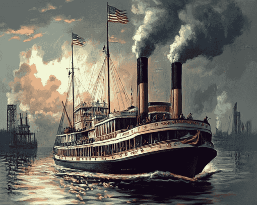 Steamboat Ships Diamond Painting