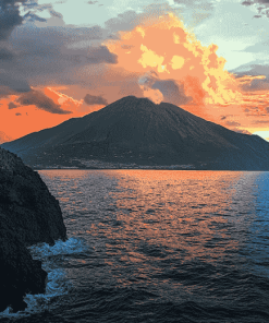 Stromboli Sicily Volcano Landscape Diamond Painting