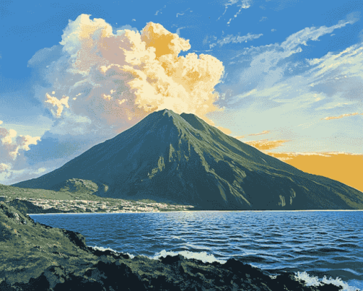 Stromboli Volcano Sicily Diamond Painting