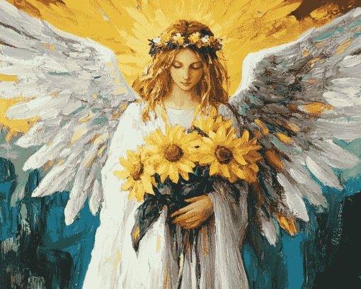 Sunflower Angel Vintage Diamond Painting