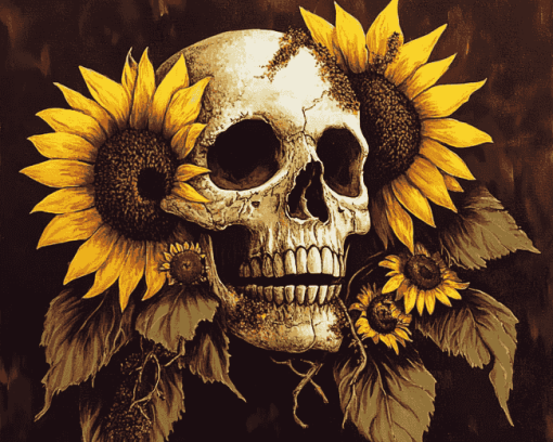 Sunflower Skull Diamond Painting