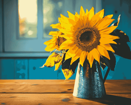 Sunflower Table Blossoms Diamond Painting