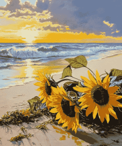 Sunflowers by the Beach Diamond Painting