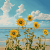 Sunflowers by the Beach Diamond Painting