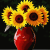 Sunflowers in Vibrant Red Vase Diamond Painting