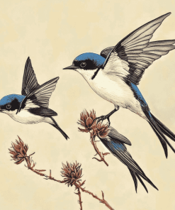 Swallow Birds Elegance Diamond Painting