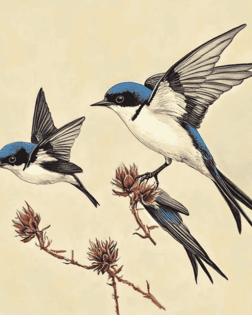 Swallow Birds Elegance Diamond Painting