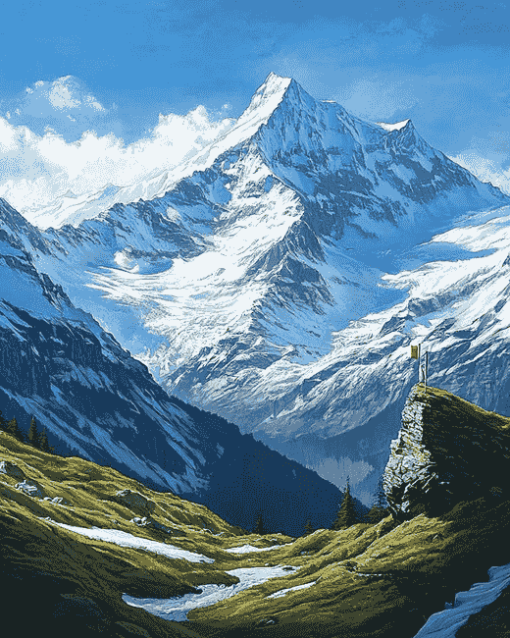 Swiss Alps Mountain View Diamond Painting