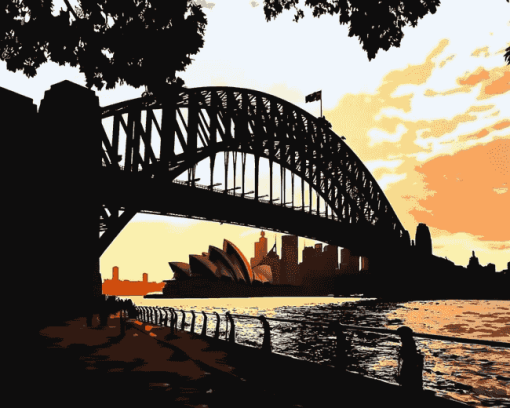 Sydney Harbor Bridge Silhouette Diamond Painting