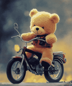 Teddy Bear Riding Bike Diamond Painting