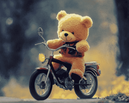 Teddy Bear Riding Bike Diamond Painting