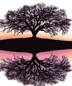 Tree Silhouette Scenery Diamond Painting