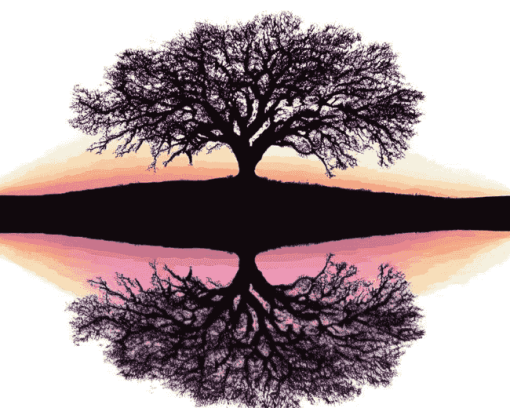 Tree Silhouette Scenery Diamond Painting