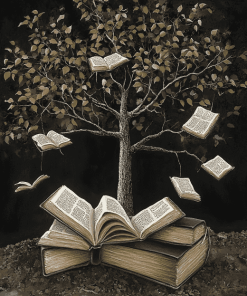 Trees and Books Nature Diamond Painting