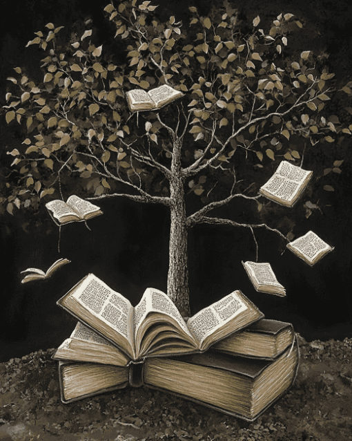 Trees and Books Nature Diamond Painting