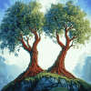 Twins Tree Anime Diamond Painting