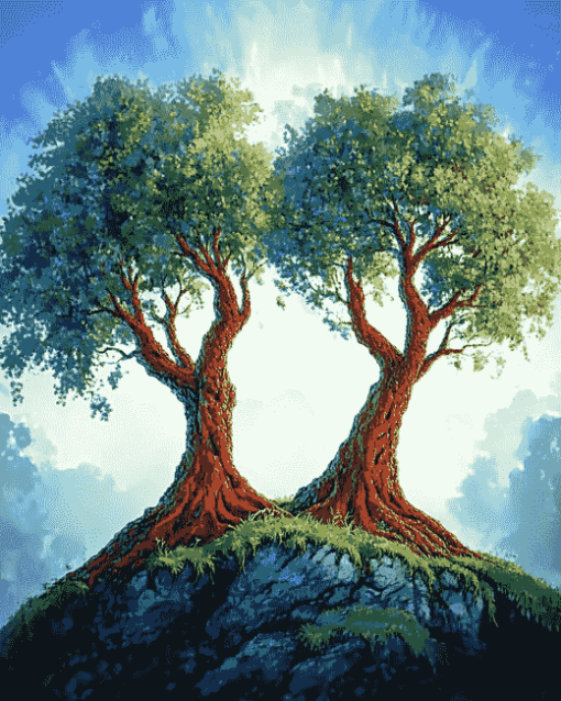 Twins Tree Anime Diamond Painting