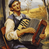 Vintage Accordion Musician Diamond Painting