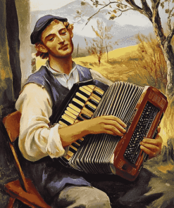 Vintage Accordion Musician Diamond Painting