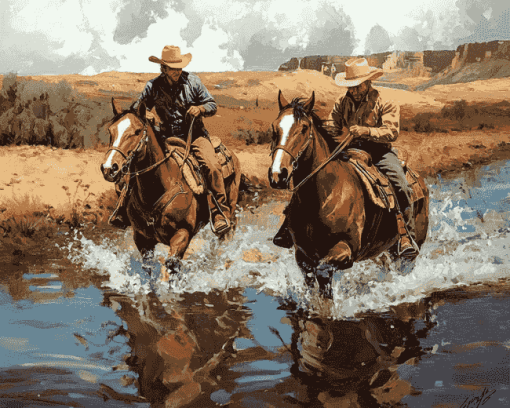 Vintage Cowboys and Horses Diamond Painting