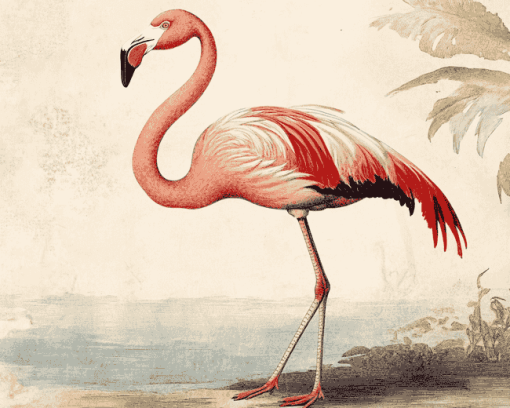 Vintage Flamingo Bird Diamond Painting