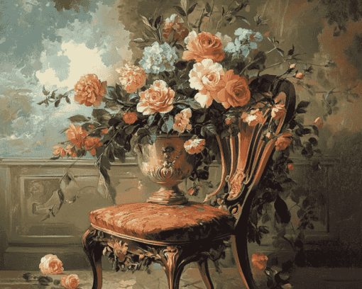 Vintage Flower Vase on Chair Diamond Painting