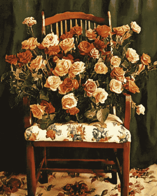 Vintage Flowers On Chair Diamond Painting