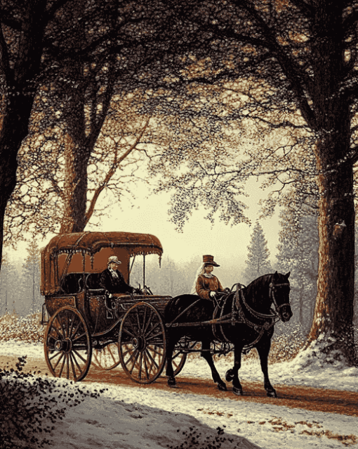 Vintage Horse Carriages Diamond Painting