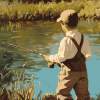 Vintage Little Boy Fishing Diamond Painting