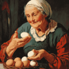 Vintage Old Lady and Eggs Diamond Painting