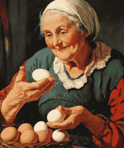 Vintage Old Lady and Eggs Diamond Painting