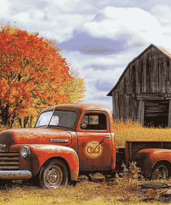 Vintage Red Truck Barn Diamond Painting