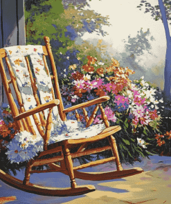 Vintage Rocking Chair with Flowers Diamond Painting