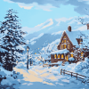 Vintage Snowy Houses Diamond Painting