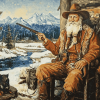 Vintage Trapper Scene Diamond Painting