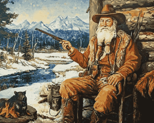 Vintage Trapper Scene Diamond Painting