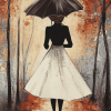 Vintage Umbrella Lady Diamond Painting