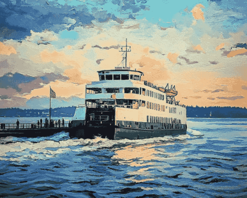 Washington Ferry Seascape Diamond Painting