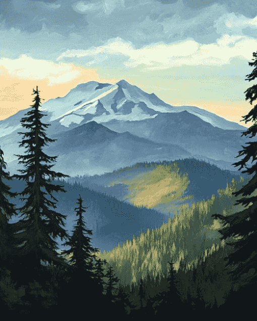 Washington Mountain Scenery Diamond Painting