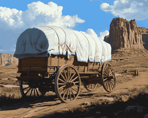 Western Wagons in Motion Diamond Painting