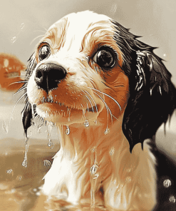 Wet Dog Delight Diamond Painting