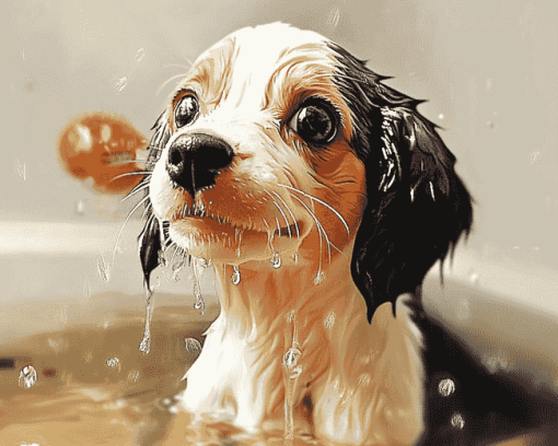 Wet Dog Delight Diamond Painting