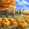 Whimsical Wagon Cows Diamond Painting