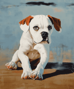 White Boxer Puppy Diamond Painting