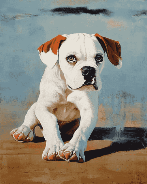 White Boxer Puppy Diamond Painting