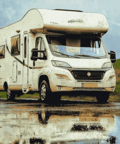 White Motorhome Engine Art Diamond Painting