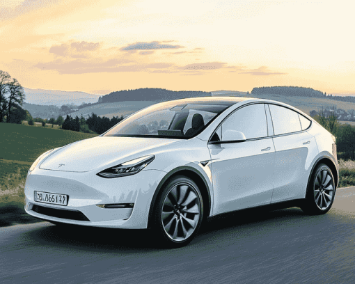 White Tesla Model Y Diamond Painting