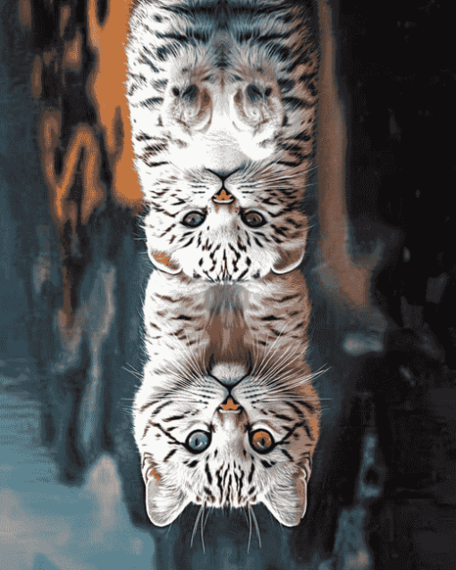 Wild Cats Reflection Diamond Painting