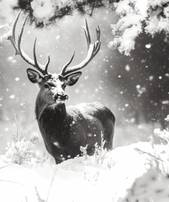 Winter Deer in Snow Diamond Painting